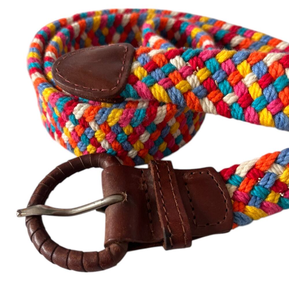 Size M/L/XL Vintage Womens Woven Belt Multi Colored Leather Spring Elastic